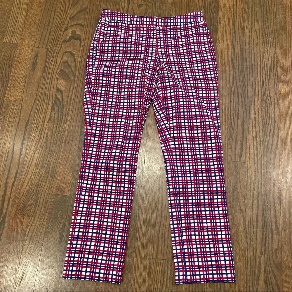Diane Von Furstenberg Straight Leg Plaid Trousers Pants size 6